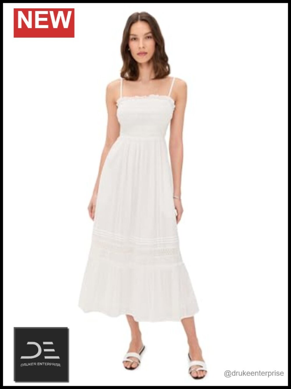 Women's Magnolia Midi Dress Lightweight Voile Smocked Bodice
